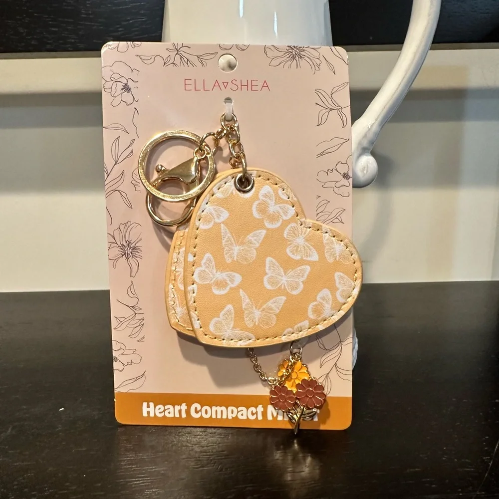 Francesca’s Butterfly Print Heart Mirror Keychain
